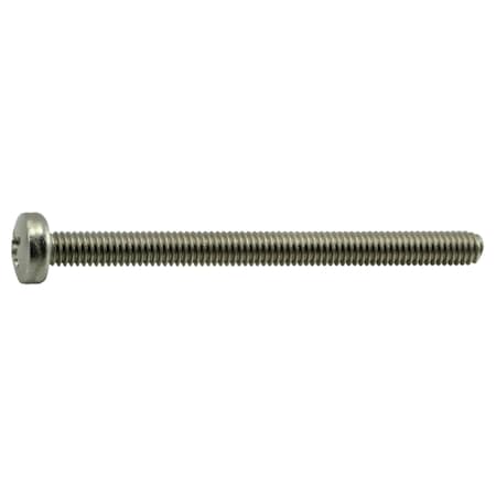 Midwest Fastener M4-0.70 x 50 mm Phillips Pan Machine Screw, Plain Stainless Steel, 10 PK 38128